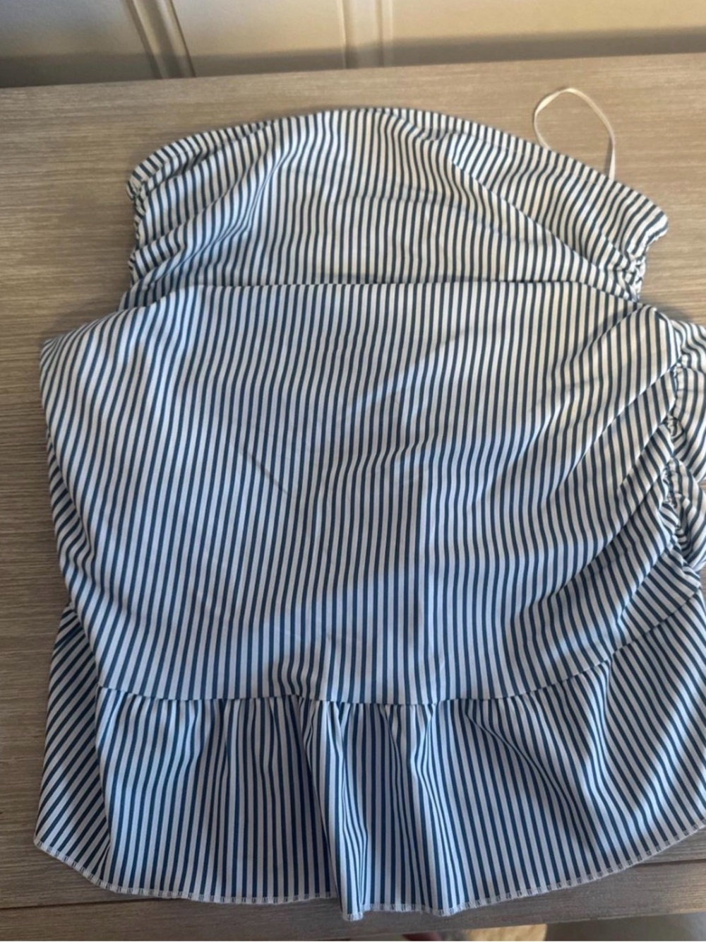 Edikted Striped Blue and White Strapless Top size medium